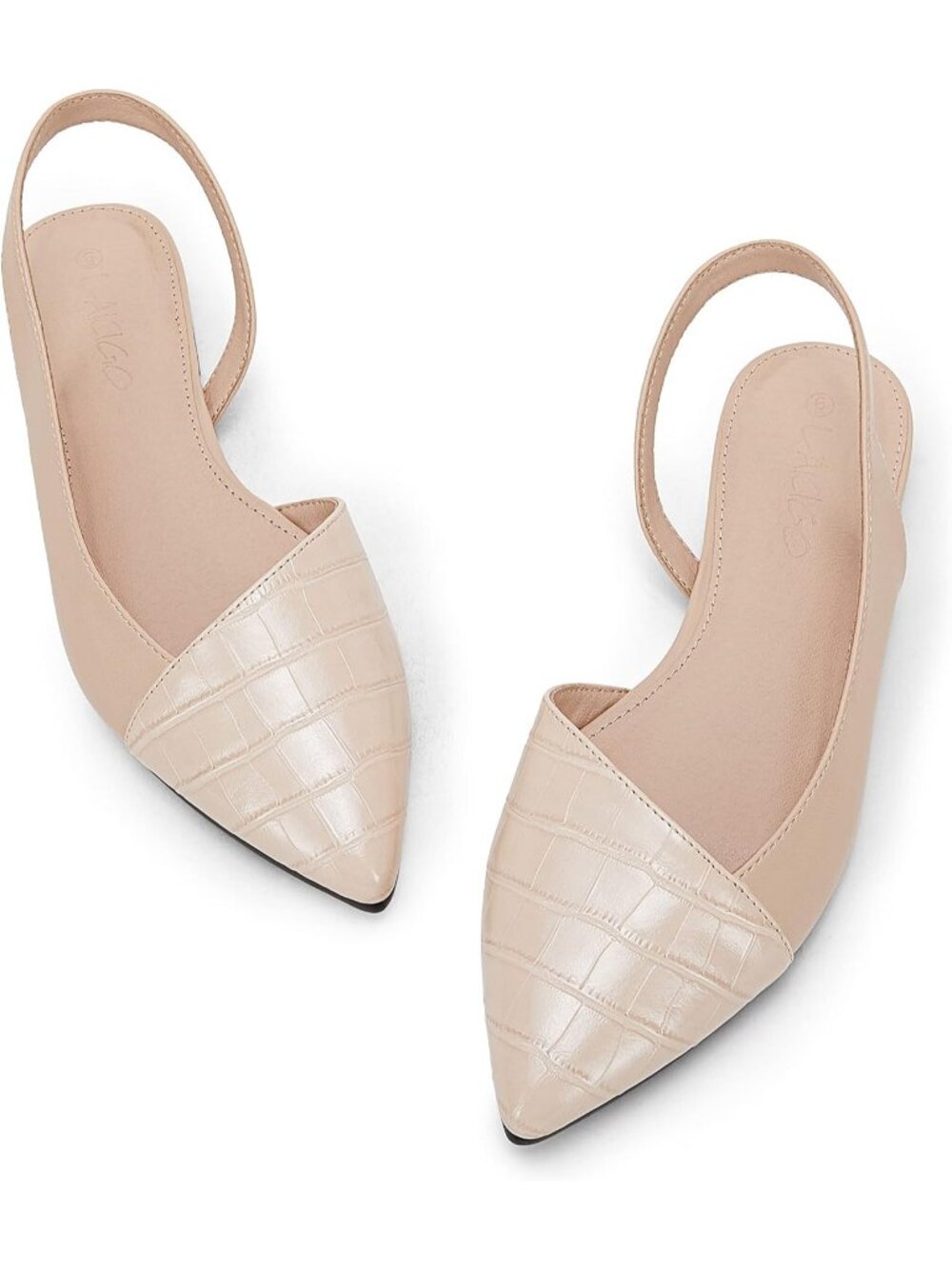 Women's Apricot Closed Pointed Toe Flat Slip on Cutout Animal Print Mule Sandals